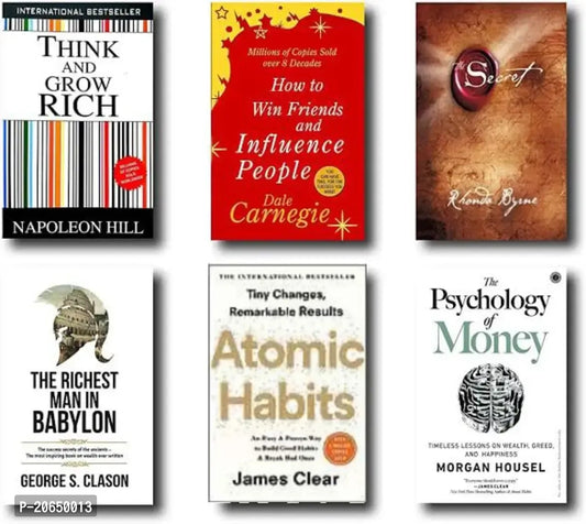 Think & Grow rich, Influence, Secret, Richest man in Babylon, Atomic Habits, Psychology of Money